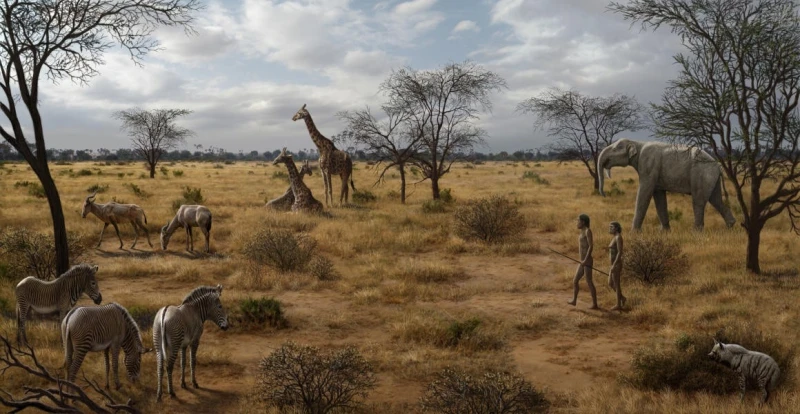 Ilustratīvs attēls. Homo erectus pirms 2 miljoniem gadu Āfrikā. Foto: Mauricio Anton/George Washington University

