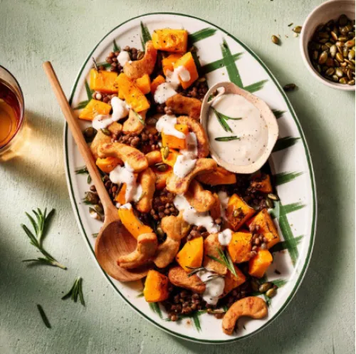 Cepts ķirbis ar Garden Gourmet filejas gabaliņiem