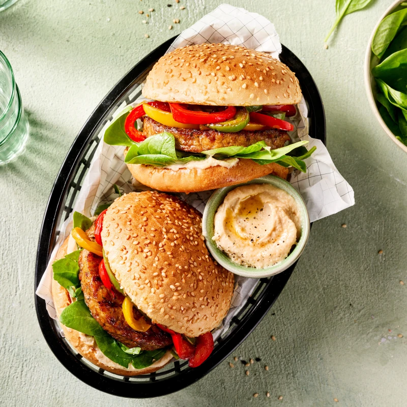 Humosa un grilētas paprikas burgeris