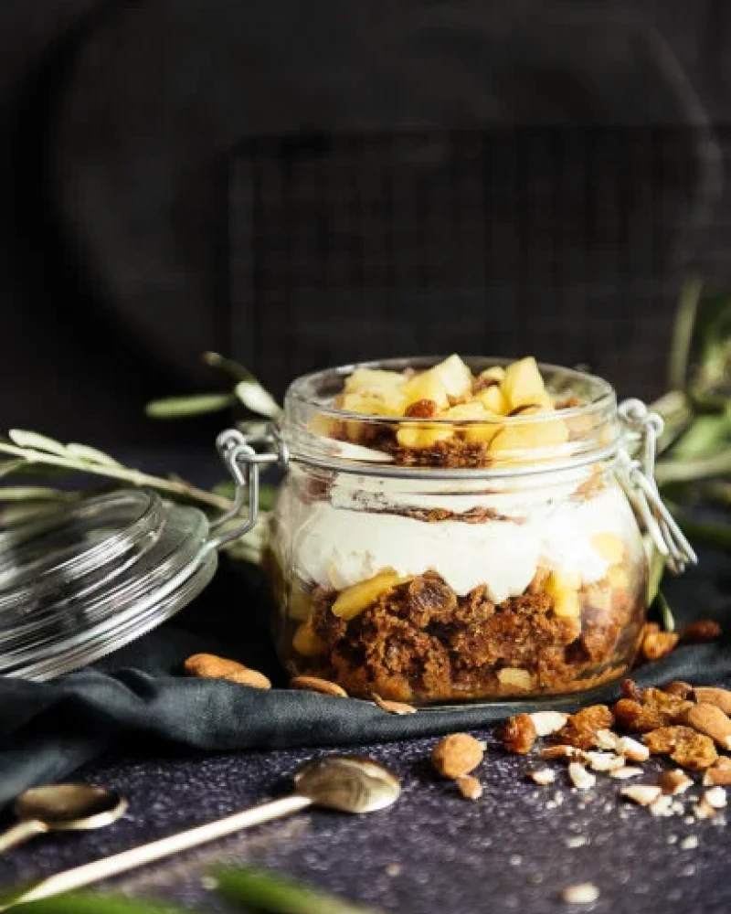 Burkānkūkas kārtojums ar tofu “biezpiena” krēmu