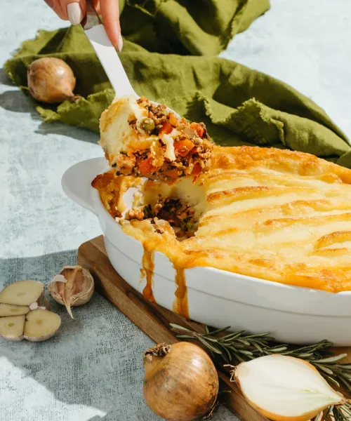 Cottage pie ar sēnēm un tofu