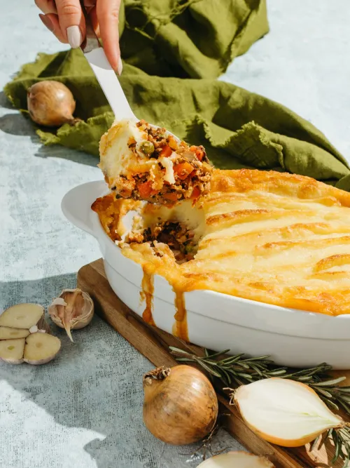 Cottage pie ar sēnēm un tofu