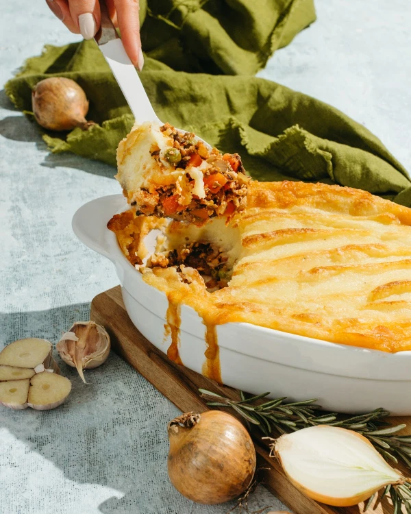 Cottage pie ar sēnēm un tofu