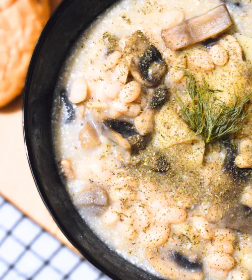 Pupiņu-sēņu lazanjas zupa