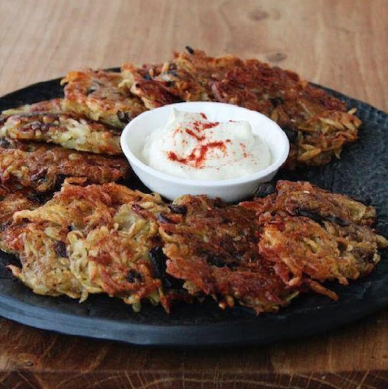 Kartupeļu pankūkas ar sēnēm