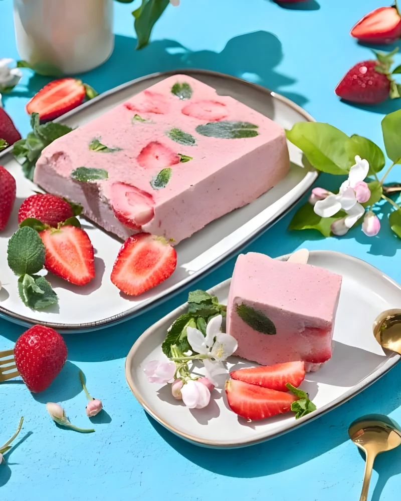 Zemeņu-piparmētru saldējums